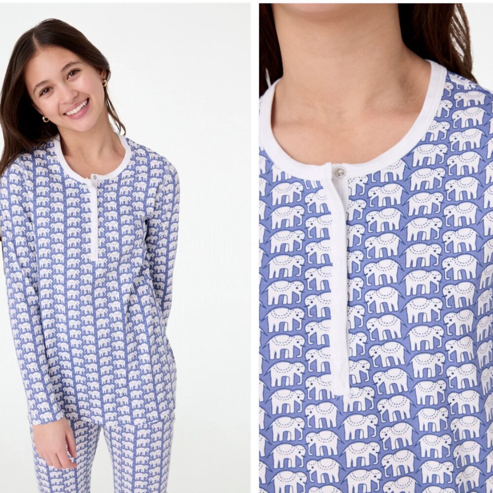 NEW Roberta Roller Rabbit Hathi Pajamas Set Kids SZ 8 Blue Elephant